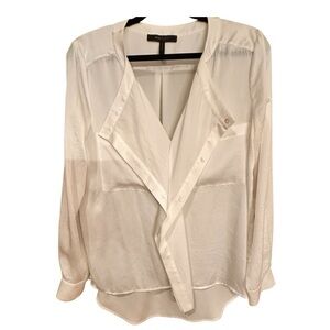 BCBG Max Azria Silk Cream Draped Blouse Size S